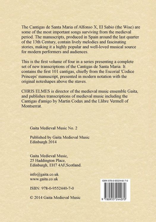 Produktbild: Cantigas De Santa Maria Of Alfonso X, El Sabio, A Performing Edition