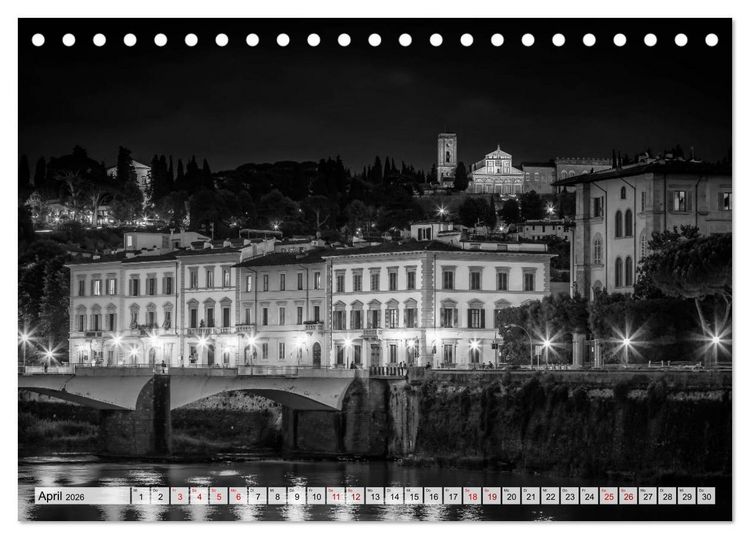 Produktbild: FLORENZ Monochrome Impressionen (Tischkalender 2026 DIN A5 quer), CALVENDO Monatskalender