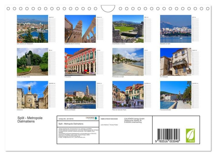 Produktbild: Split - Metropole Dalmatiens (Wandkalender 2026 DIN A4 quer), CALVENDO Monatskalender