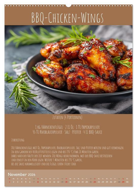 Produktbild: REZEPTE - Kochen in der Hei&szlig;luftfritteuse (hochwertiger Premium Wandkalender 2026 DIN A2 hoch), Kunstdruck in Hochglanz