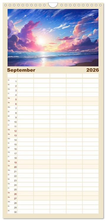 Produktbild: Familienplaner 2026 - Inspirierende Str&auml;nde mit 5 Spalten (Wandkalender, 21 x 45 cm) CALVENDO