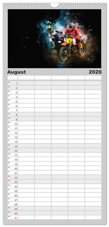 Produktbild: Familienplaner 2026 - Seitenwagen Motocross mit 5 Spalten (Wandkalender, 21 x 45 cm) CALVENDO