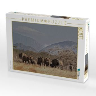 Produktbild: CALVENDO Puzzle Wildlife pur : Elefantenherde | 1000 Teile Lege-Gr&ouml;&szlig;e 64x48cm Foto-Puzzle f&uuml;r gl&uuml;ckliche Stunden
