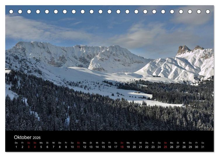 Produktbild: Die Seiser Alm im Winter (Tischkalender 2026 DIN A5 quer), CALVENDO Monatskalender