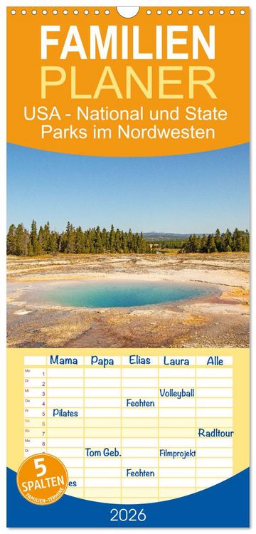 Produktbild: Familienplaner 2026 - USA - National und State Parks im Nordwesten mit 5 Spalten (Wandkalender, 21 x 45 cm) CALVENDO