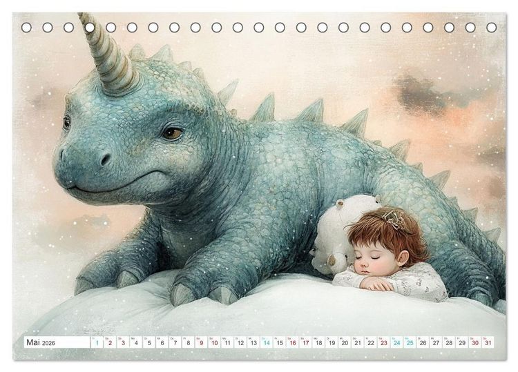 Produktbild: Dinozauber &ndash; Wenn Urzeitbewohner zu Freunden werden (Tischkalender 2026 DIN A5 quer), CALVENDO Monatskalender