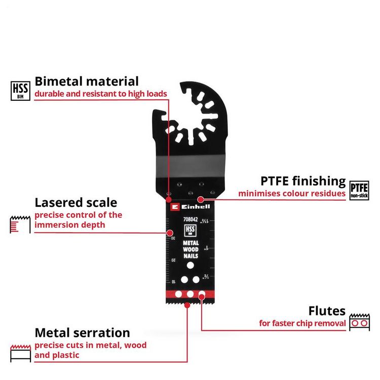 Produktbild: Einhell 708042 Tauchs&auml;geblatt BIM Met, 22mm Bimetall Multifunktionswerkzeug-Zubeh&ouml;r-Set 22 mm 1 St.