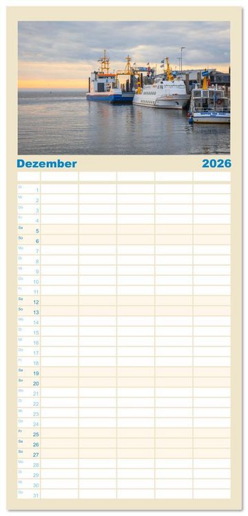 Produktbild: Familienplaner 2026 - Norderney Sehnsuchtskalender mit 5 Spalten (Wandkalender, 21 x 45 cm) CALVENDO