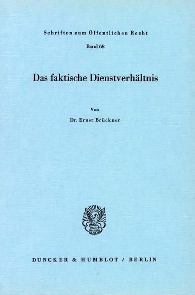 Produktbild: Das faktische Dienstverh&auml;ltnis.