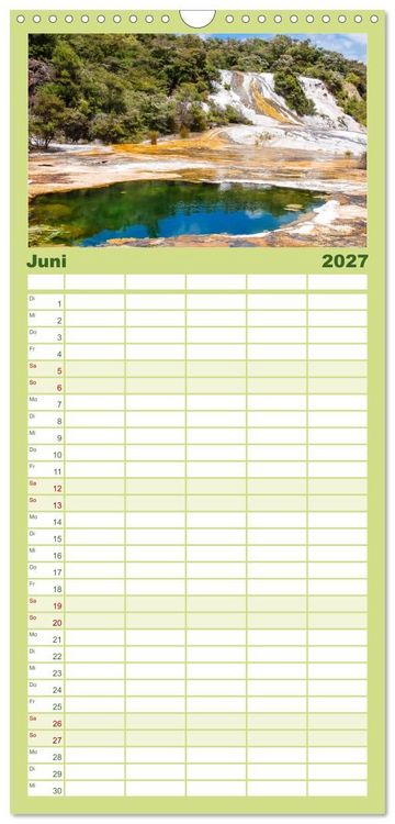 Produktbild: Familienplaner 2027 - Faszination Neuseeland mit 5 Spalten (Wandkalender, 21 x 45 cm) CALVENDO
