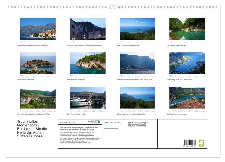 Produktbild: Traumhaftes Montenegro - Entdecken Sie die Perle der Adria im S&uuml;den Europas (Wandkalender 2026 DIN A2 quer), CALVENDO Monatskalender