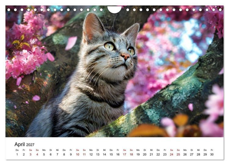 Produktbild: Schnurren & Streifen - Zw&ouml;lf Monate mit Tigerkatzen (Wandkalender 2027 DIN A4 quer), CALVENDO Monatskalender