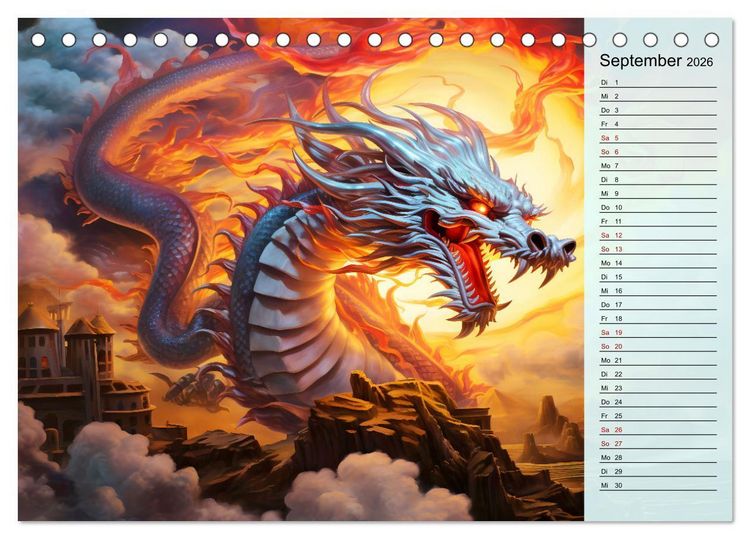 Produktbild: Drachen-Jahr - Kalenderplaner im Stile des chinesischen Tierkreiszeichens (Tischkalender 2026 DIN A5 quer), CALVENDO Monatskalender