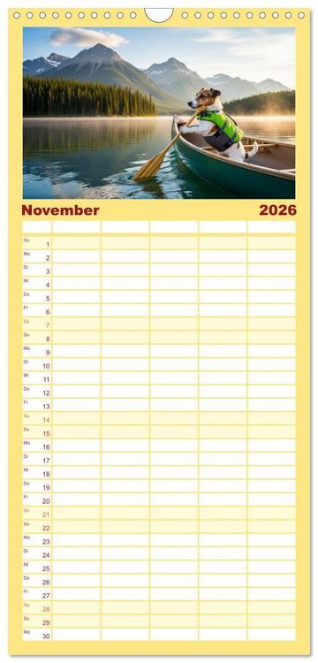 Produktbild: Familienplaner 2026 - Jack Russel Active mit 5 Spalten (Wandkalender, 21 x 45 cm) CALVENDO