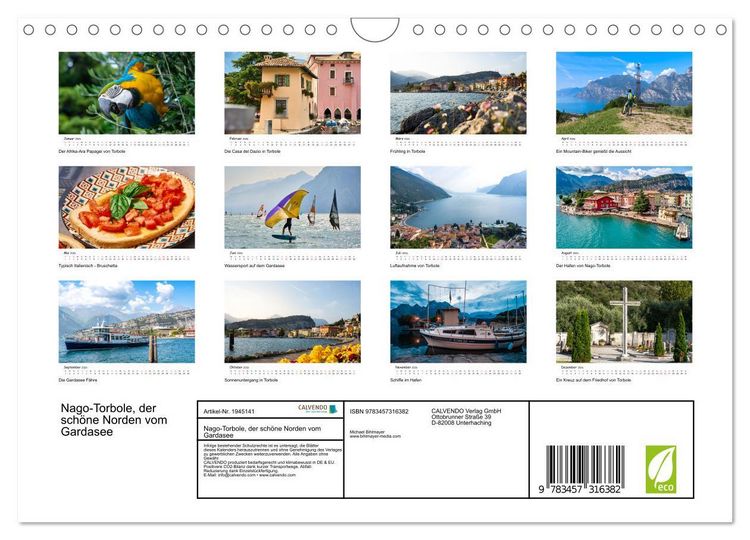Produktbild: Nago-Torbole, der sch&ouml;ne Norden vom Gardasee (Wandkalender 2026 DIN A4 quer), CALVENDO Monatskalender