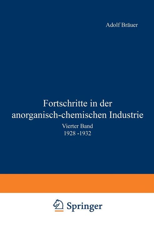 Produktbild: Fortschritte in der anorganisch-chemischen Industrie