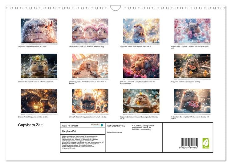 Produktbild: Capybara Zeit (Wandkalender 2026 DIN A3 quer), CALVENDO Monatskalender