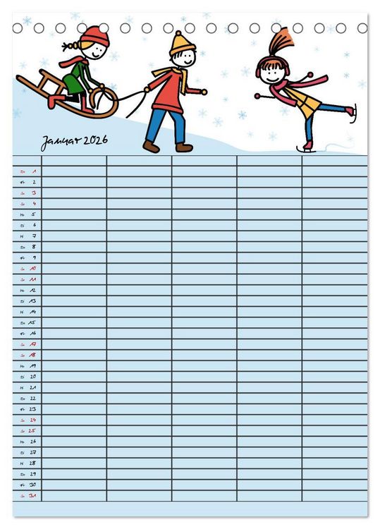 Produktbild: Fr&ouml;hlicher Familienplaner (Tischkalender 2026 DIN A5 hoch), CALVENDO Monatskalender