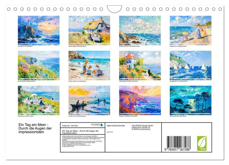 Produktbild: Ein Tag am Meer - Durch die Augen der Impressionisten (Wandkalender 2026 DIN A4 quer), CALVENDO Monatskalender