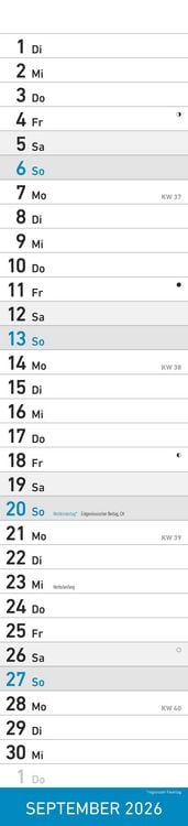 Produktbild: Streifenplaner BLAU 2026 - Streifenkalender - Wandplaner - Küchen-Kalender - 11,3x49,5