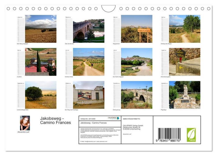 Produktbild: Jakobsweg - Camino Frances (Wandkalender 2026 DIN A4 quer), CALVENDO Monatskalender