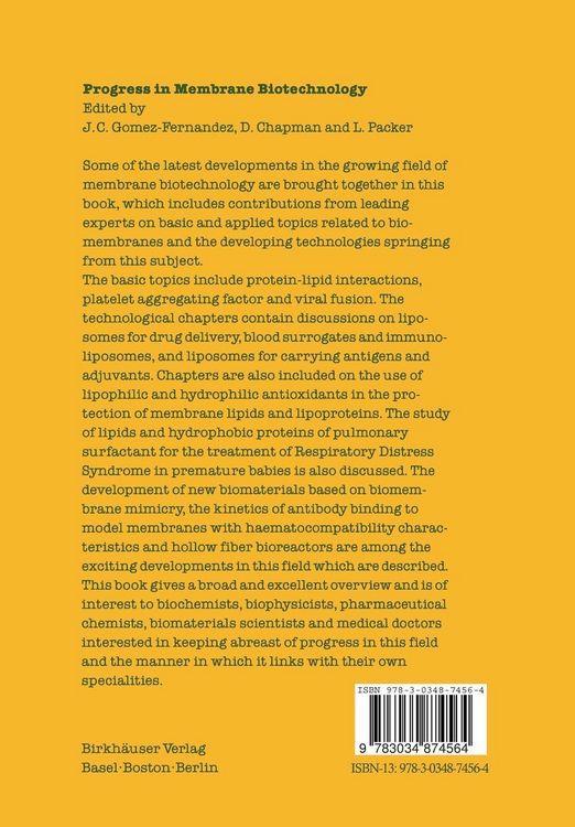 Produktbild: Progress in Membrane Biotechnology