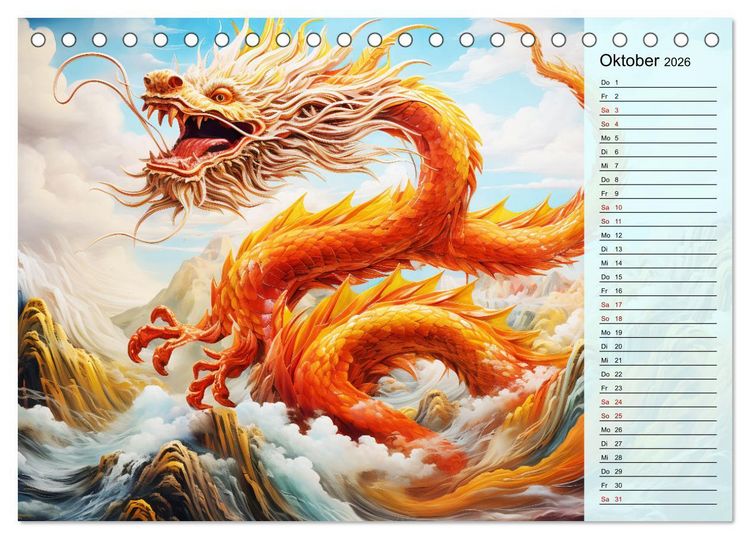 Produktbild: Drachen-Jahr - Kalenderplaner im Stile des chinesischen Tierkreiszeichens (Tischkalender 2026 DIN A5 quer), CALVENDO Monatskalender