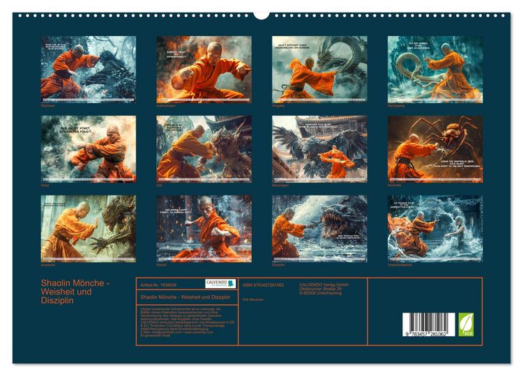 Produktbild: Shaolin M&ouml;nche - Weisheit und Disziplin (hochwertiger Premium Wandkalender 2026 DIN A2 quer), Kunstdruck in Hochglanz