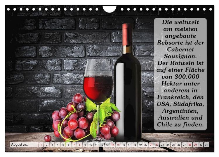 Produktbild: Wissenswertes &uuml;ber Wein (Wandkalender 2027 DIN A4 quer), CALVENDO Monatskalender