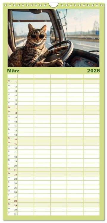Produktbild: Familienplaner 2026 - Tierisch lustige LKW-Fahrer mit 5 Spalten (Wandkalender, 21 x 45 cm) CALVENDO