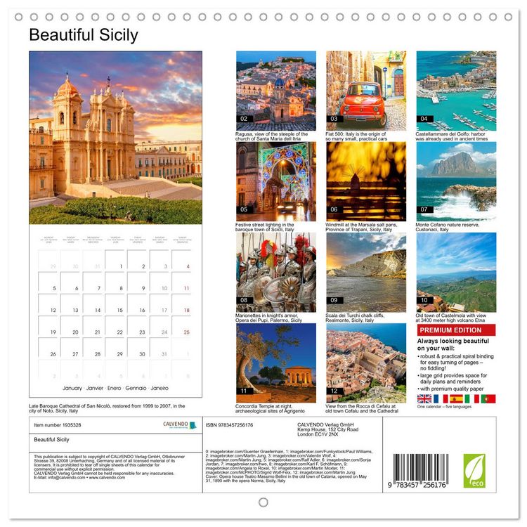 Produktbild: Beautiful Sicily (Wall Calendar 2026 12 &times; 12 Inch) CALVENDO 12 Month Wall Calendar