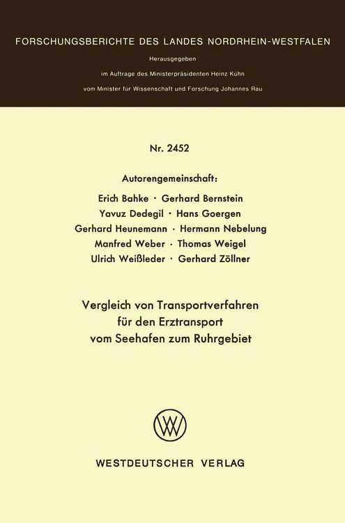 Produktbild: Vergleich von Transportverfahren f&uuml;r den Erztransport vom Seehafen zum Ruhrgebiet