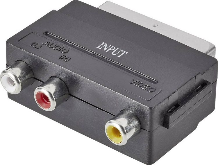 Produktbild: SpeaKa Professional SP-7869904 Cinch / SCART Adapter [3x Cinch-Buchse - 1x SCART-Stecker] Schwarz