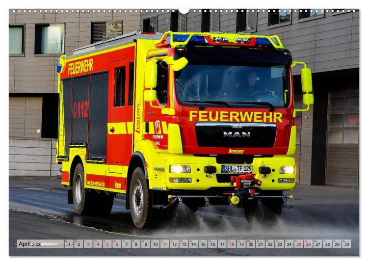 Produktbild: Feuerwehrfahrzeuge (Wandkalender 2026 DIN A2 quer), CALVENDO Monatskalender