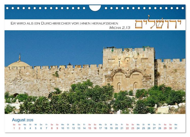 Produktbild: Jerusalem. Kalender mit Bibelworten (Wandkalender 2026 DIN A4 quer), CALVENDO Monatskalender