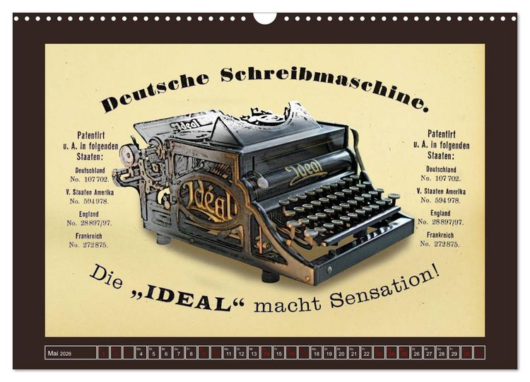 Produktbild: Schreibmaschinen um 1900 (Wandkalender 2026 DIN A3 quer), CALVENDO Monatskalender