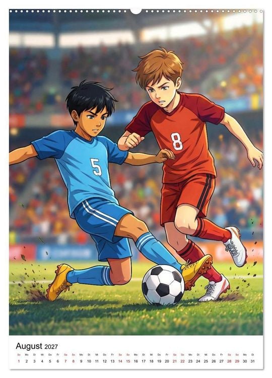 Produktbild: Level Up &ndash; Fu&szlig;ballhelden (hochwertiger Premium Wandkalender 2027 DIN A2 hoch), Kunstdruck in Hochglanz