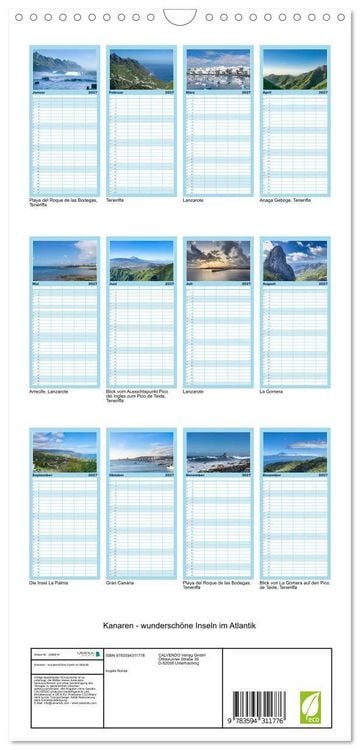 Produktbild: Familienplaner 2027 - Kanaren - wundersch&ouml;ne Inseln im Atlantik mit 5 Spalten (Wandkalender, 21 x 45 cm) CALVENDO
