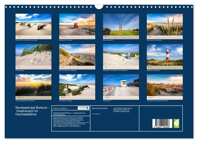 Produktbild: Nordseeinsel Borkum - Inselrausch im Hochseeklima (Wandkalender 2026 DIN A3 quer), CALVENDO Monatskalender