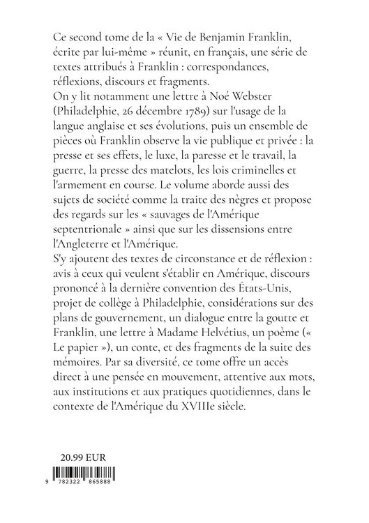 Produktbild: Vie de Benjamin Franklin