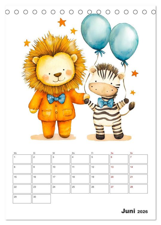 Produktbild: Mein tierischer Planer - Spa&szlig;iger Notiz-Kalender f&uuml;r Kinder (Tischkalender 2026 DIN A5 hoch), CALVENDO Monatskalender
