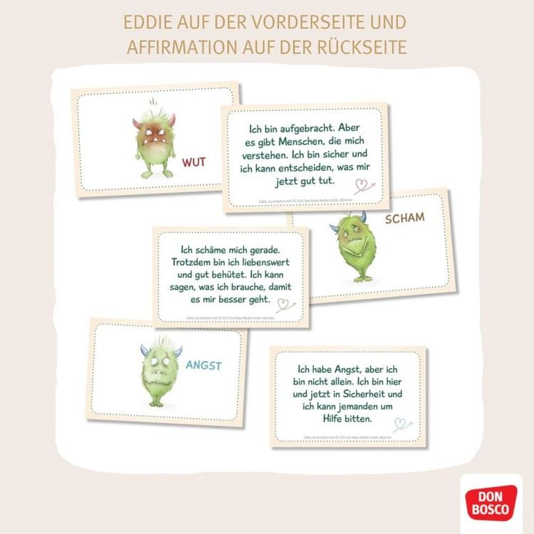 Produktbild: Eddie, du verstehst mich! 90 Gef&uuml;hle-K&auml;rtchen mit Affirmationen f&uuml;r Kinder