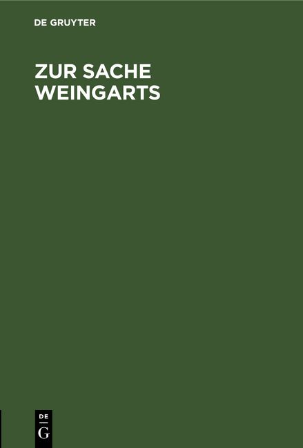 Produktbild: Zur Sache Weingarts