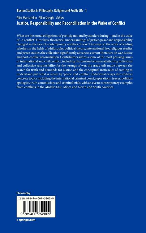 Produktbild: Justice, Responsibility and Reconciliation in the Wake of Conflict