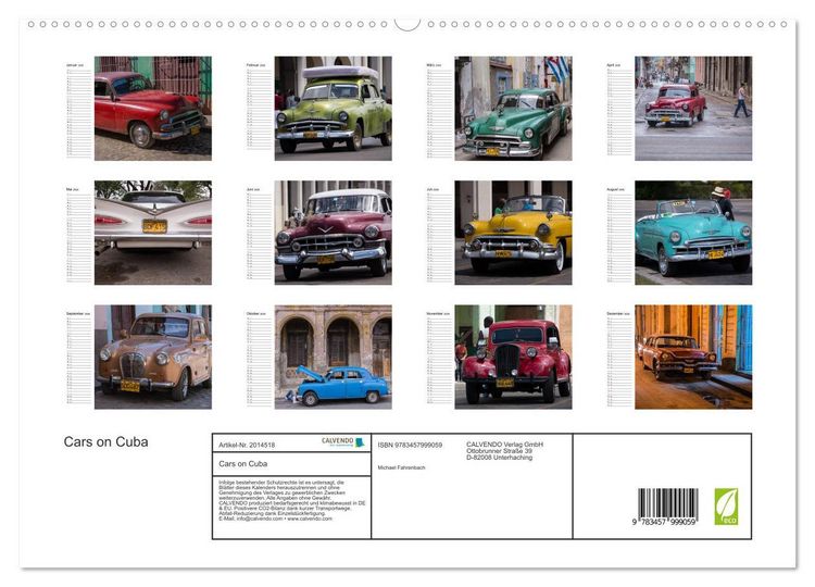 Produktbild: Cars on Cuba (hochwertiger Premium Wandkalender 2026 DIN A2 quer), Kunstdruck in Hochglanz