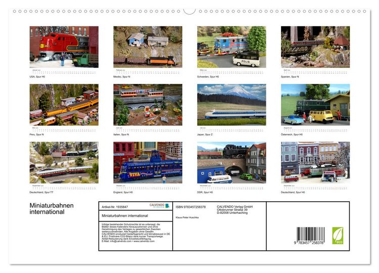 Produktbild: Miniaturbahnen international (hochwertiger Premium Wandkalender 2026 DIN A2 quer), Kunstdruck in Hochglanz