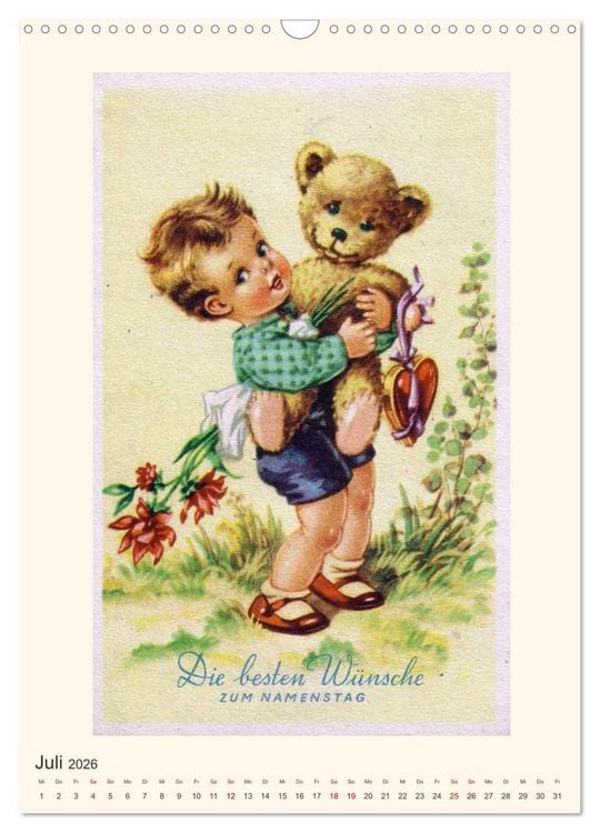 Produktbild: Erste Liebe - Teddyb&auml;ren auf alten Ansichtskarten (Wandkalender 2026 DIN A3 hoch), CALVENDO Monatskalender
