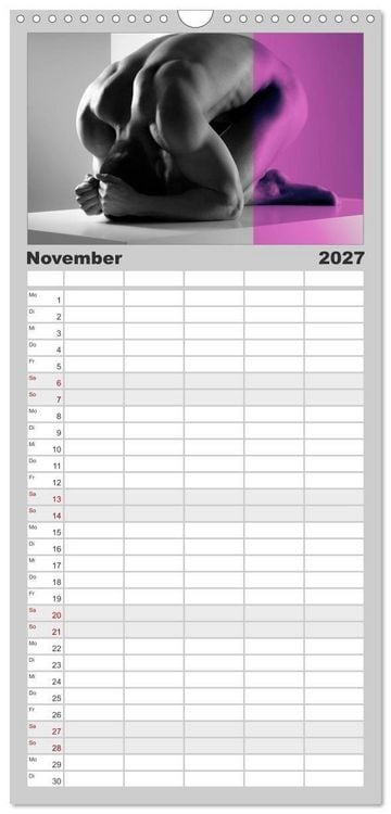 Produktbild: Familienplaner 2027 - Naked men behind the colors &ndash; &Auml;sthetische Aktfotografien mit 5 Spalten (Wandkalender, 21 x 45 cm) CALVENDO