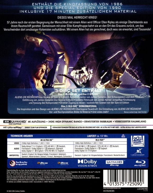 Produktbild: Aliens - Die R&uuml;ckkehr (4K Ultra HD) (+ Blu-ray)