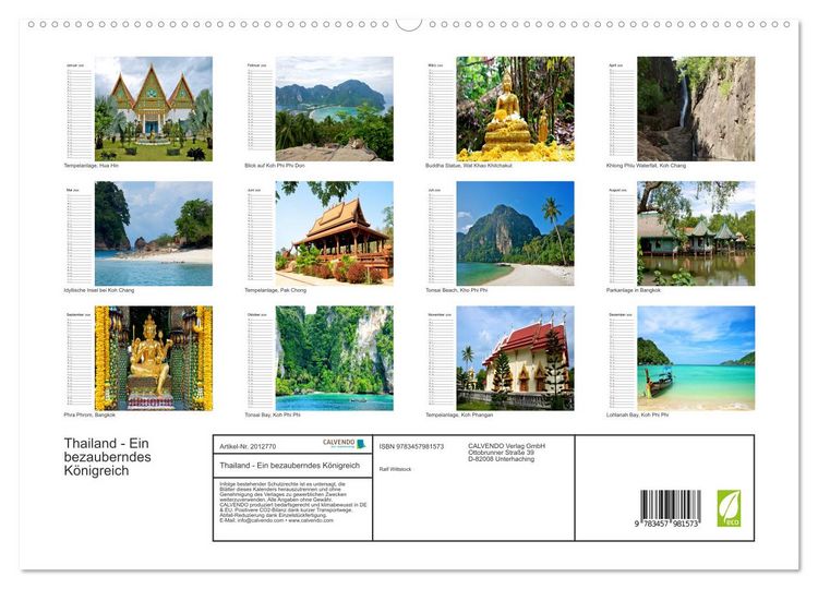 Produktbild: Thailand - Ein bezauberndes K&ouml;nigreich (hochwertiger Premium Wandkalender 2026 DIN A2 quer), Kunstdruck in Hochglanz
